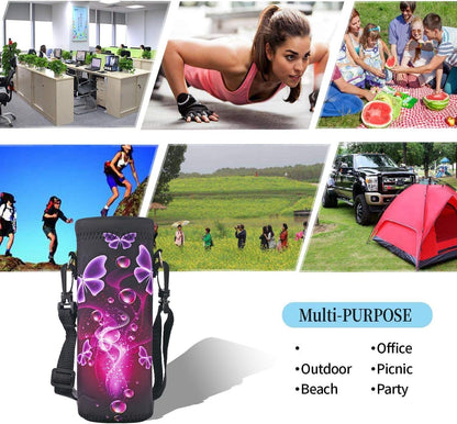 AUPET Water Bottle Sling Bag Carrier Crossbody Sleeve,Insulated Neoprene Bottle Case Holder Pouch Cover 500ML/17oz with Shoulder Strap for Walking Women Men