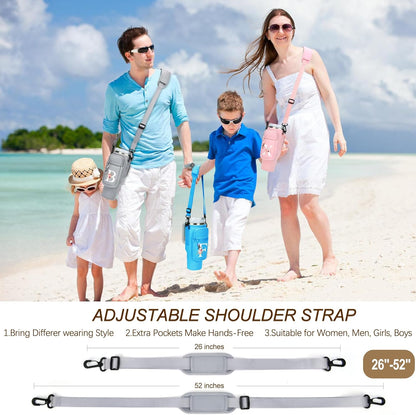 Initial Water Bottle Holder with Strap for Stanley Cup Accessories 40 oz/Simple Modern Tumbler, Birthdays for Women Girls, Water Bottle Carrier Bag with Phone Pocket,Hiking Walking Gym Camping