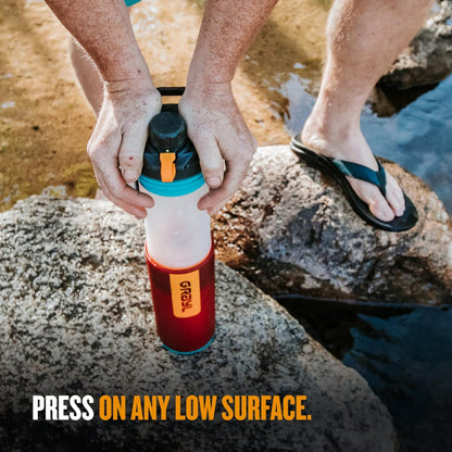 GRAYL GeoPress 24 oz Water Purifier Bottle - Filter for Hiking, Camping, Survival, Travel (Bali Blue)