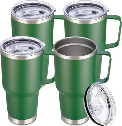 30 oz Tumbler with Handle and Lid, Stainless Steel Tumblers Double Wall Vacuum Insulated Travel Mug Leak Proof Cup Keep Drinks Cold and Hot Black, 1 Pack