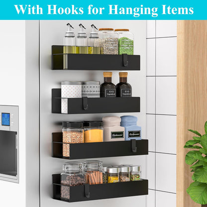HuggieGems Magnetic Water Bottle Holder for Refrigerator, Cup Holder Organizer for Stanley and Tumbler for Kitchen, 4 Pack, Black