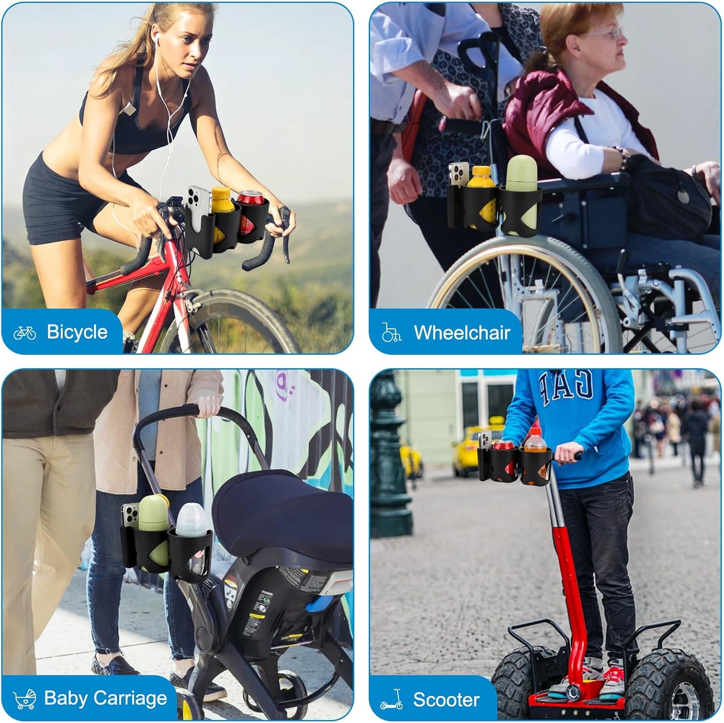 Accmor Stroller Cup Holder, Universal Cup Holder for Walker Wheelchair Bike, 360° Rotatable Stroller Cup Holder Attachment Accessories for Walker, Wheelchair, Scooter