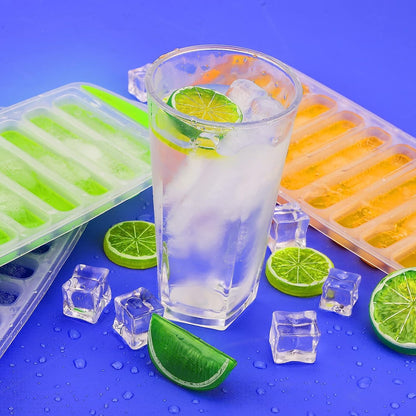 2 Pcs Long Ice Stick Tray Silicone with Lid,Water Bottle Ice Cube Tray with Easy Push and Pop Out Material, Ideal for Sports and Water Bottles