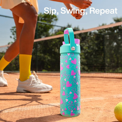ENCOOL Insulated Water Bottle with Straw Stainless Steel Water Bottle, Leak-Proof, BPA-Free, Double Wall Vacuum Keeps Cold for 24 Hours for Sports, Travel, School (26 oz, Cotton Candy) - Colors C