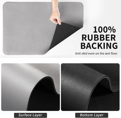 HotLive Dish Drying Mat for Kitchen Counter, Heat Resistant Drainer Mats with Non-slip Rubber Backed, Hide Stain Kitchen Super Absorbent Draining Mat, Easy to Clean Dish Rack Pad, Dark Grey 16"x18"
