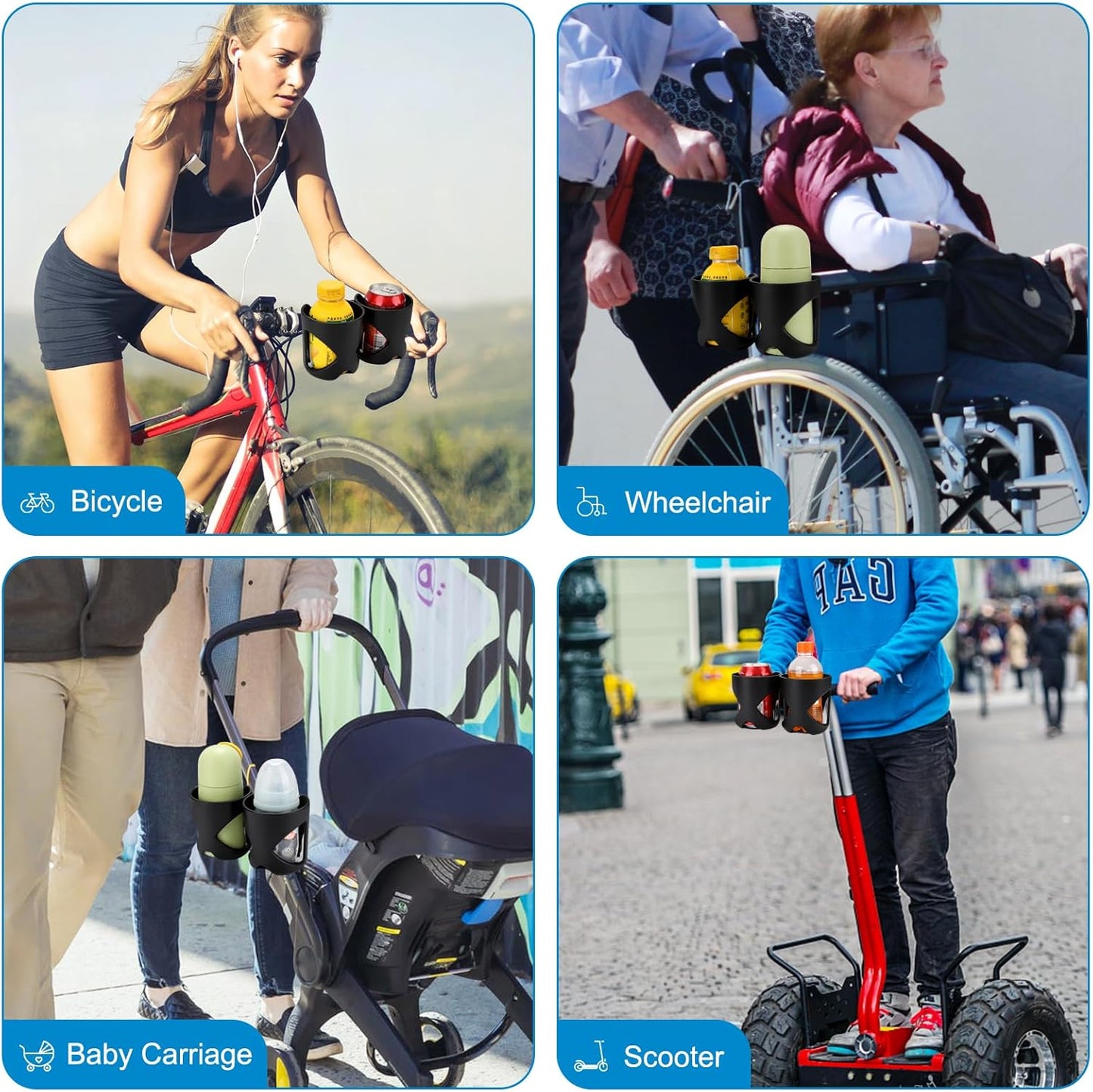 Accmor Stroller Cup Holder, Universal Cup Holder for Walker Wheelchair Bike, 360° Rotatable Stroller Cup Holder Attachment Accessories for Walker, Wheelchair, Scooter
