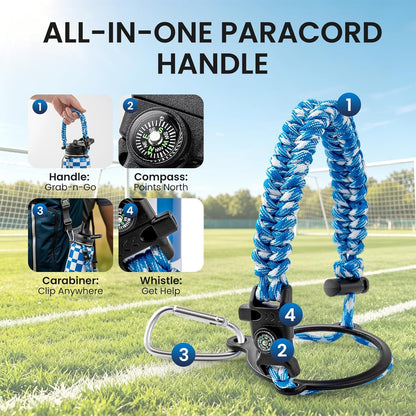 RAYMYLO One Gallon Water Bottle Insulated, Triple Walled Vacuum Stainless Steel (Cold for 48 Hrs), Leak Proof & Non-BPA, Large Water Flask Jug with Paracord Handle & Straw Spout Lids