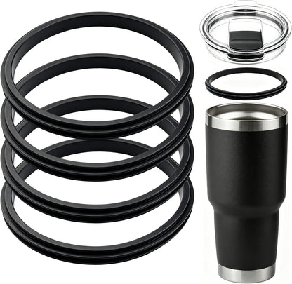 Rubber Seal for Yeti Magslider Lid 20oz 30oz,Silicone Gasket for Yeti Rambler Tumbler 20/30 oz,Leakproof Ring for Rambler Magslider,Rubber O-Ring Black 4pcs