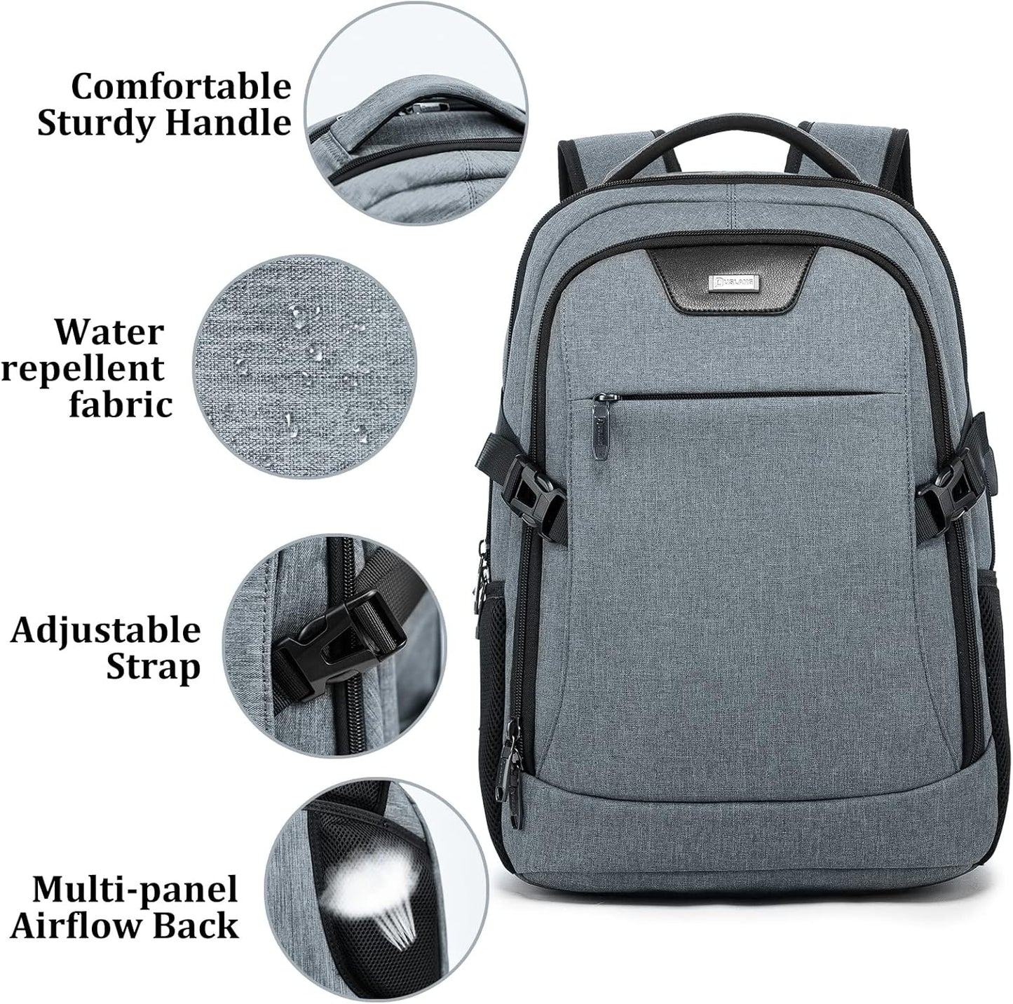 DUSLANG 17 Inch Laptop Backpack for Travel Water Resistant College Backpack for Men/Women Laptop Bag with USB Charging Port,Black - Colors A