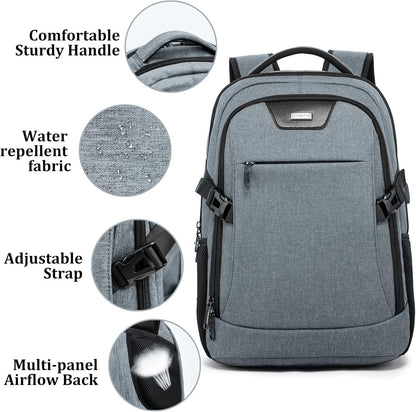 DUSLANG 17 Inch Laptop Backpack for Travel Water Resistant College Backpack for Men/Women Laptop Bag with USB Charging Port,Black - Colors A