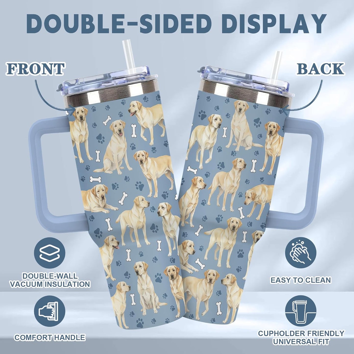 Beagle Gifts for Women Men, 40oz Stainless Steel Insulated Tumbler Travel Cup Mug, Funny and Unique Beagle Gifts for Dog Lover - Colors A