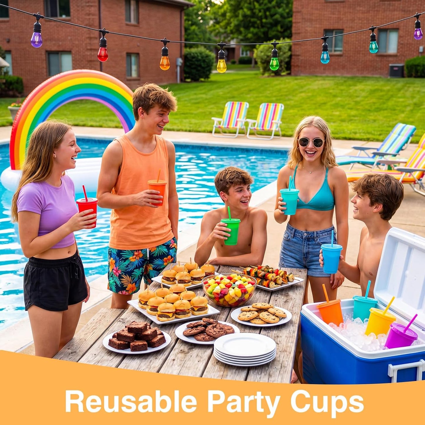 Sieral 30 Pack Cups with Lids and Straws Kids Tumbler with Straw Reusable Water Bottle Iced Coffee Travel Mug Adults Plastic Cups for Parties 16 oz (Candy Colors)