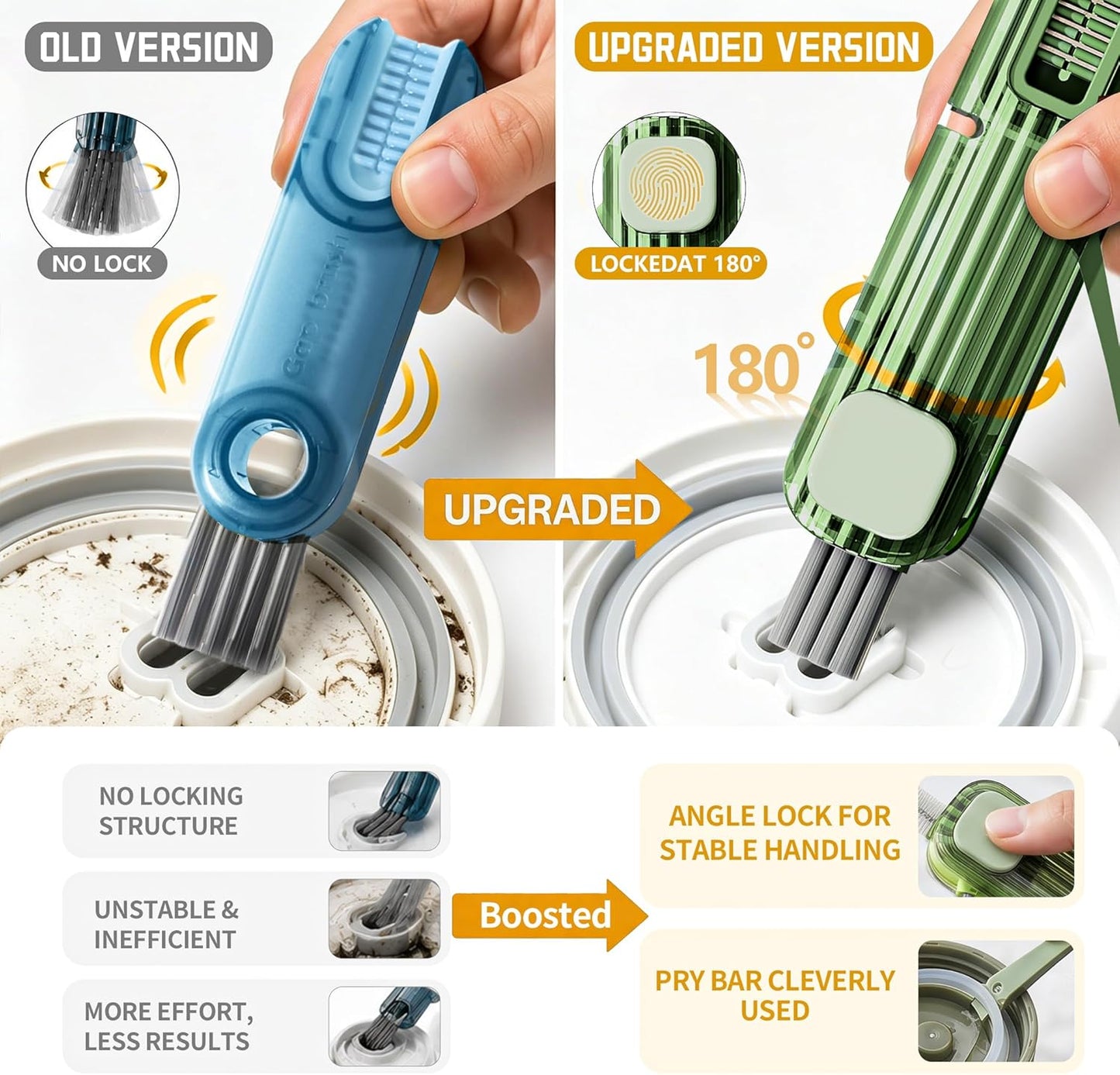 3 in 1 Cup Lid Gap Cleaning Brush Set, Multifunctional Insulation Bottle Cleaning Tools, Mutipurpose Tiny Silicone Cup Holder Cleaner, Home Kitchen Cleaning Tools
