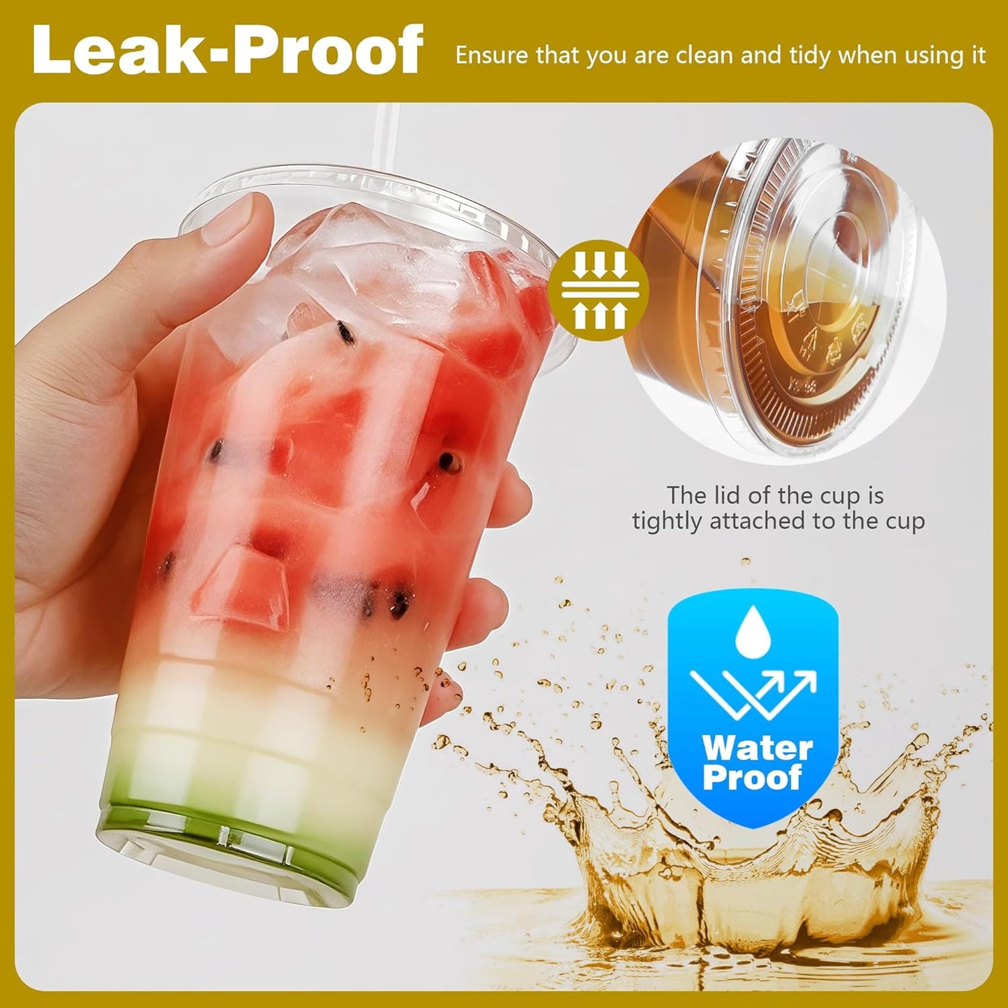 Charmount 24 oz Clear Plastic Cups with Lids and Straws, 100 Sets Disposable To Go Cups for Cold Drinks, Iced Coffee, Coffee Bar Accessories, Smoothies