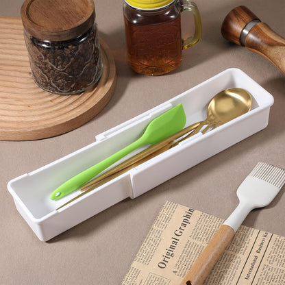 Straw Organizer Drawer Straw Holder Expandable Straws Storage for Cabinet Reusable Long Straws Drawers Organizer Fits for 60oz Long Kitchen Drawer Organizers for Utensils White