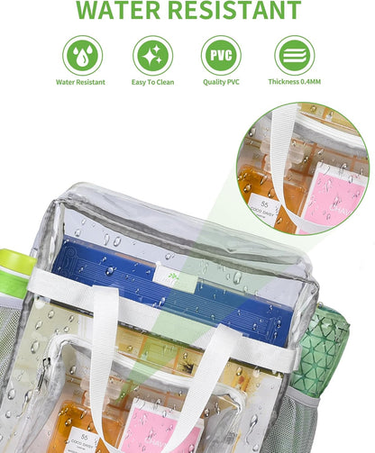 MAY TREE Clear Bag for Stadium Events, 12×5.5×12 Clear Tote Lunch Bag with Non-detachable Reinforced Straps for Work, Sporting Events and Gym, Black
