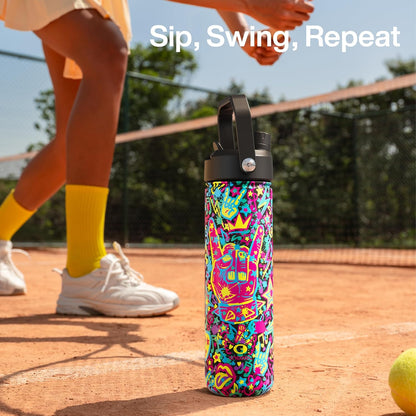 ENCOOL Insulated Water Bottle with Straw Stainless Steel Water Bottle, Leak-Proof, BPA-Free, Double Wall Vacuum Keeps Cold for 24 Hours for Sports, Travel, School (26 oz, Cotton Candy) - Colors B