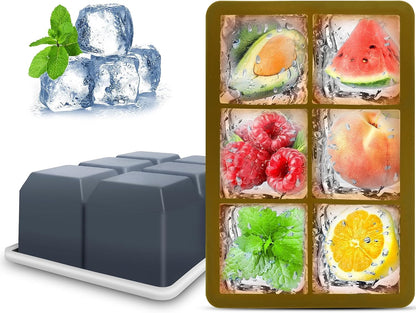 Excnorm Silicone Ice Cube Trays 3 Pack - Large Size Silicone Ice Cube Molds with Leak Proof Removable Lid Square Ice Cube Tray And BPA Free for Cocktail,Whiskey, Stackable Flexible Ice