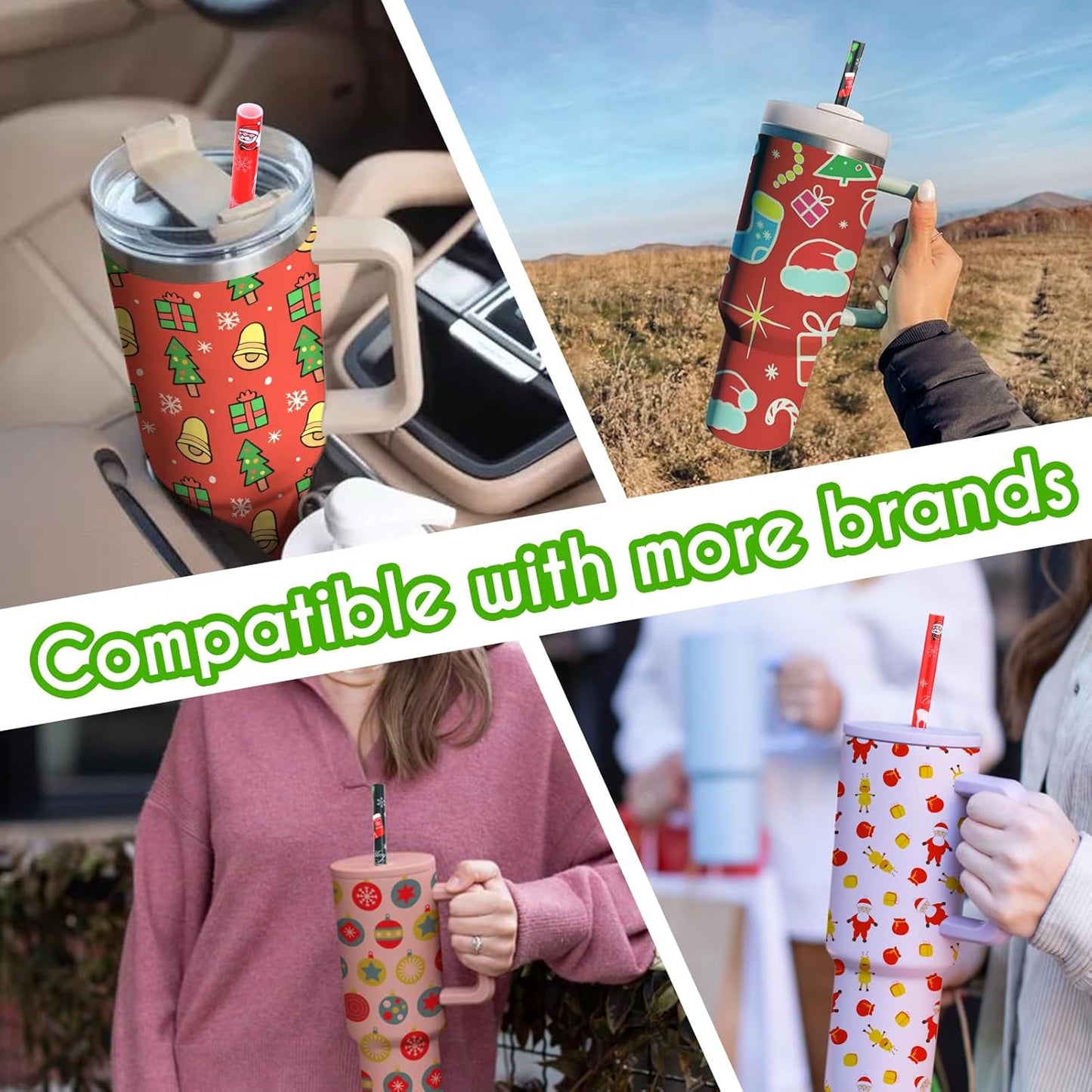 AIERSA 6 Pack Silicone Replacement Straws for Stanley 20 30 40oz Cup,Reusable Straws Compatible 40 oz Stanley Tumbler,Long Straw with Cleaning Brush for Stanley Cup Accessories
