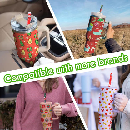 AIERSA 6 Pack Silicone Replacement Straws for Stanley 20 30 40oz Cup,Reusable Straws Compatible 40 oz Stanley Tumbler,Long Straw with Cleaning Brush for Stanley Cup Accessories