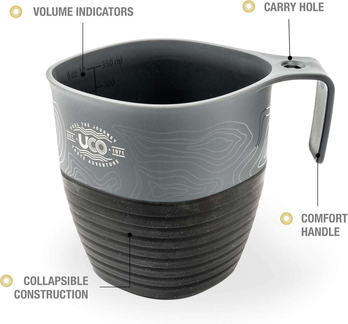 UCO Collapsible Camp Cup for Camping, Backpacking, and Hiking, 12 Ounces