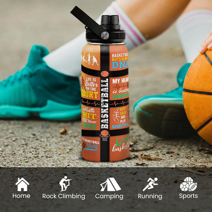 SANDJEST Gym Insulated Engraved Stainless Steel Water Bottle 32oz, Vacuum Chug Lid Travel Tumbler For Men Friends Dad Gymer Trainer, Gym Mode on, Birthday Christmas Father's Day