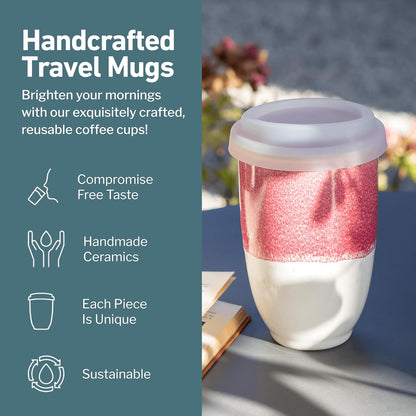 NOVA CERAMICS Coffee Tumbler – Travel Mug - On the Go Coffee Mug – Microwave & Dishwasher Safe Green Coffee Tumbler - Gifts For Women Men Him Her – 16oz – Monsoon
