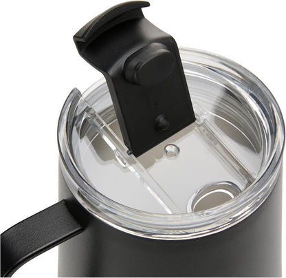 Simple Modern Voyager Signature Mug | Travel Coffee Tumbler with 360° Lid and Handle | Ceramic-Lined Insulated Stainless Steel Iced Cold Brew Cup | 12oz, Blue Dune