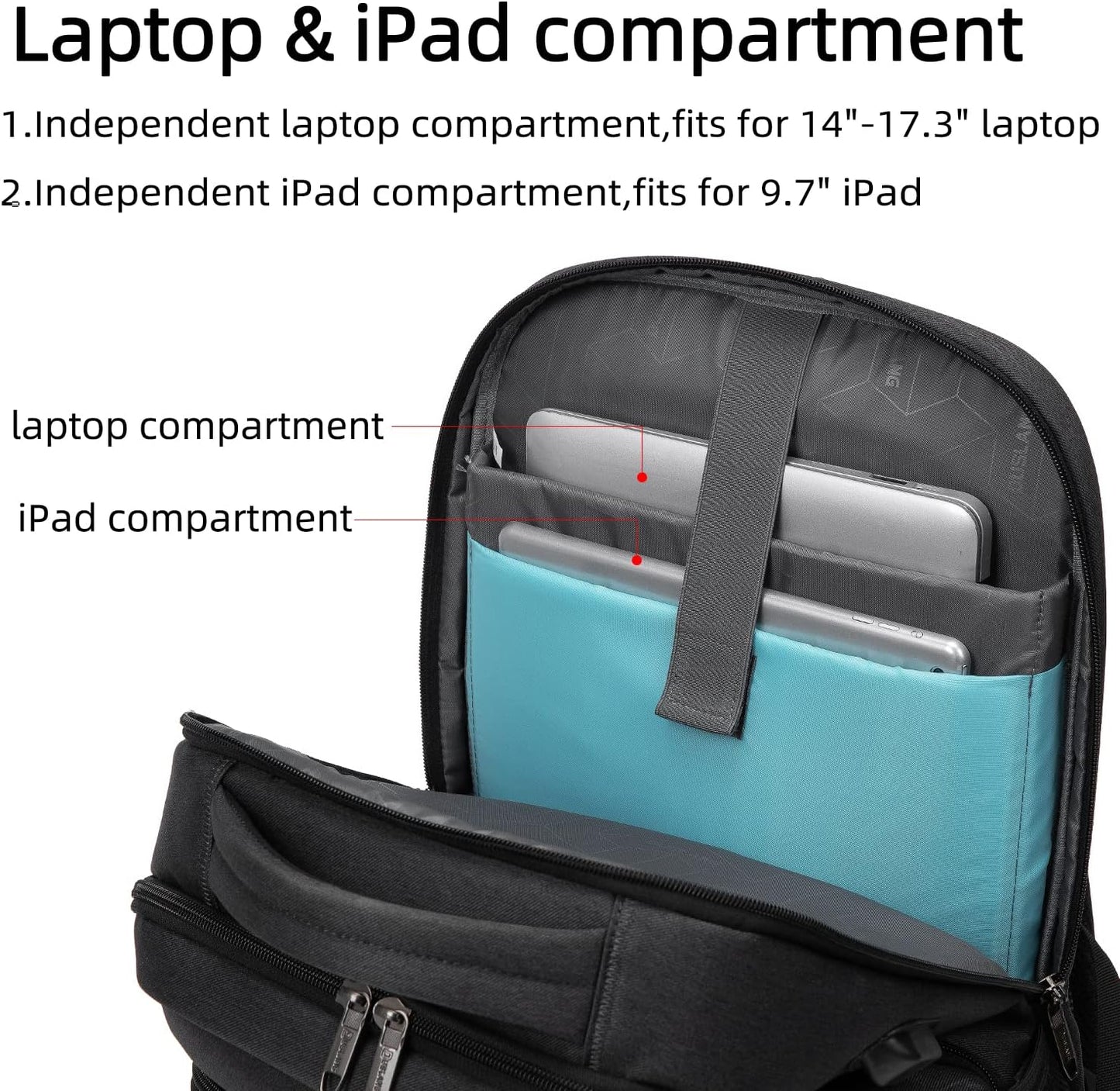 DUSLANG 17 Inch Laptop Backpack for Travel Water Resistant College Backpack for Men/Women Laptop Bag with USB Charging Port,Black - Colors B