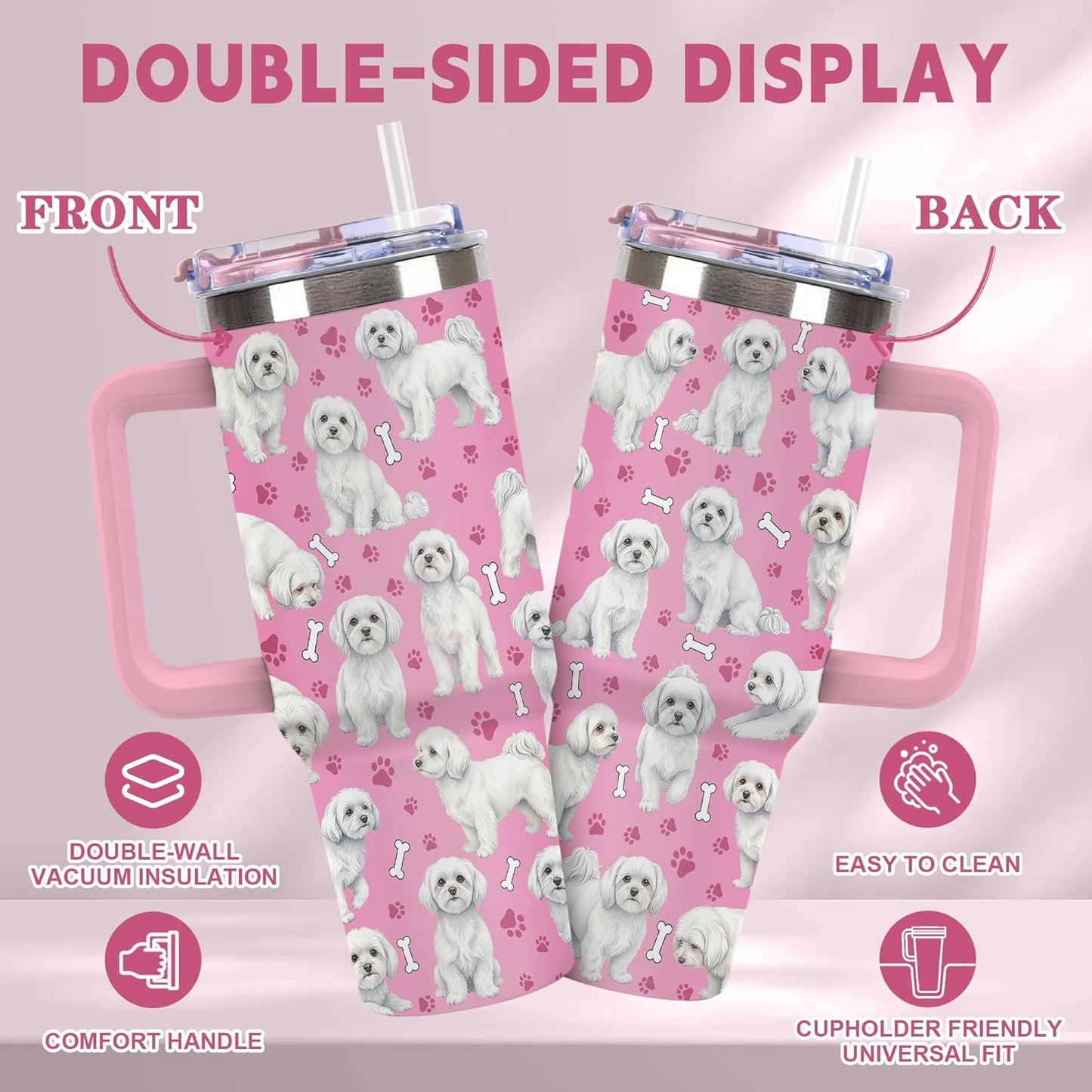 Beagle Gifts for Women Men, 40oz Stainless Steel Insulated Tumbler Travel Cup Mug, Funny and Unique Beagle Gifts for Dog Lover - Colors B