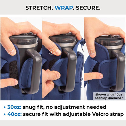 Tumbler Carrier Bag for Stanley & Owala 30–40oz, Magnetic Water Bottle Holder for Gym Equipment, Crossbody Cup Holder with Phone Pocket