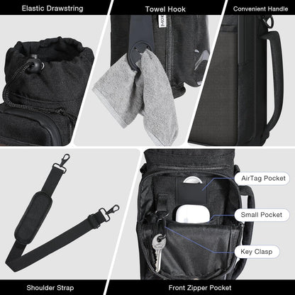 MoKo Magnetic Gym Bag, Magnetic Water Bottle Holder with Clear Phone Pouch, Built-in 4 Magnets Fitness Bag for Men and Women Compatible with Most Water Bottles, Gym Accessories Gifts, Black