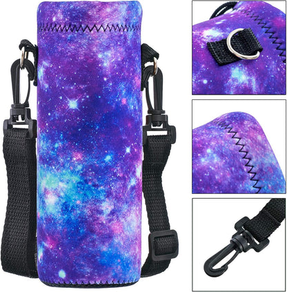 Neoprene 500ML/750ML/1000ML Water Bottle Bag Carrier, Portable Insulated Bottle Sling Holder Case Pouch with Adjustable Shoulder Strap for Men Women Walking Hiking Running