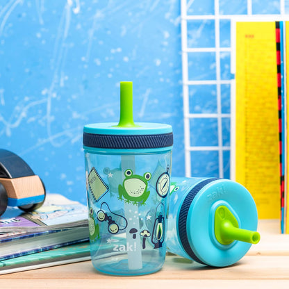 Zak Designs 15oz Bluey Kelso Tumbler Set, Leak-Proof Screw-On Lid with Straw Made of Durable Plastic and Silicone, Perfect Bundle for Kids, 2 Count (Pack of 1) - Colors B