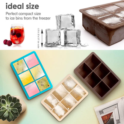 Excnorm Silicone Ice Cube Trays 3 Pack - Large Size Silicone Ice Cube Molds with Leak Proof Removable Lid Square Ice Cube Tray And BPA Free for Cocktail,Whiskey, Stackable Flexible Ice