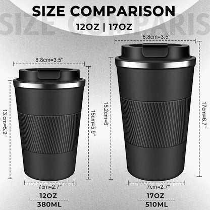 Insulated Coffee Tumbler 12 oz, Stainless Steel Coffee Mug with Lids, Travel Coffee Mug Leak Proof, Double Wall Vacuum Insulated Reusable Coffee Cup, Keep Drinks Hot and Cold (Sky Blue, 12 Ounces)