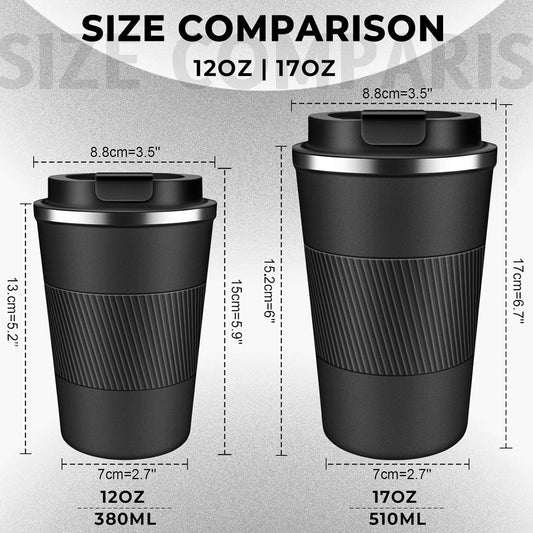 Insulated Coffee Tumbler 12 oz, Stainless Steel Coffee Mug with Lids, Travel Coffee Mug Leak Proof, Double Wall Vacuum Insulated Reusable Coffee Cup, Keep Drinks Hot and Cold (Sky Blue, 12 Ounces)