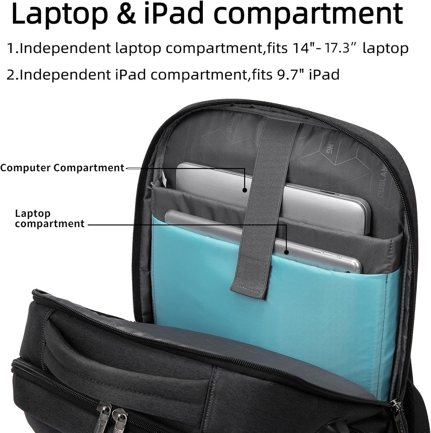 DUSLANG 17 Inch Laptop Backpack for Travel Water Resistant College Backpack for Men/Women Laptop Bag with USB Charging Port,Black - Colors B
