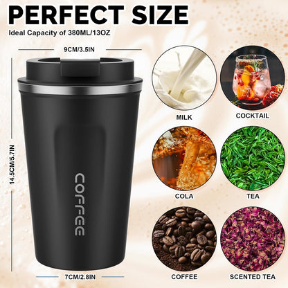 MOMSIV 12oz Travel Mug, Insulated Coffee Cup with Leakproof Lid, Travel Coffee Mug Vacuum Stainless Steel Double Walled Reusable Coffee Cup for Hot and Cold Water Coffee
