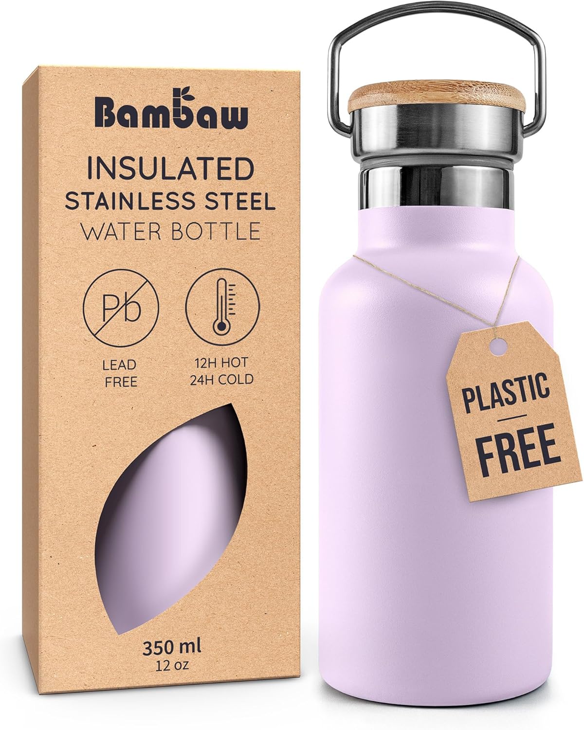 Bambaw 24 oz Stainless Steel Water Bottle, Insulated Metal Water Bottle Wide Mouth, Great for Hiking & Travel, With Handle Easy to Carry, Rust-Resistant & Durable (Aegean Blue)
