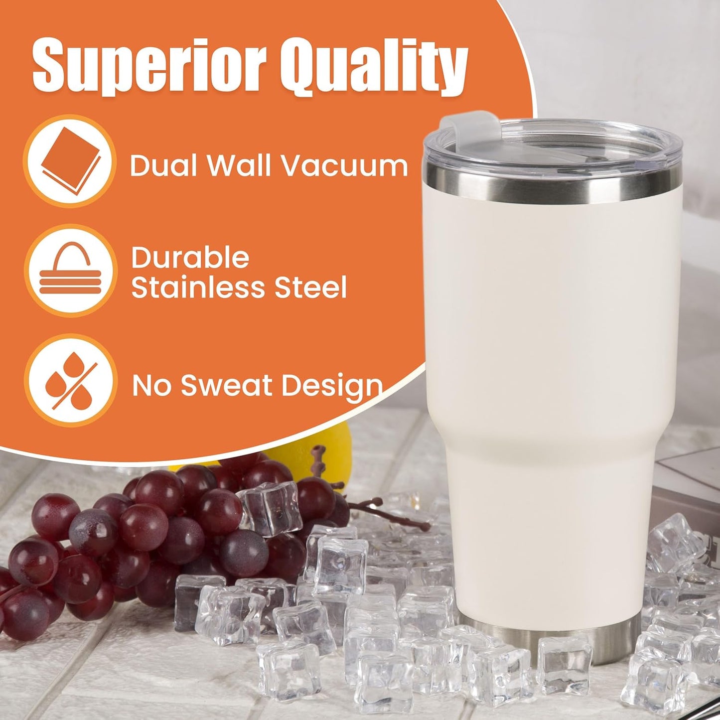 D·S 30oz Blue Tumbler Stainless Steel Double Wall Vacuum Insulated Mug with Straw and Lid, Cleaning Brush for Cold and Hot Beverages