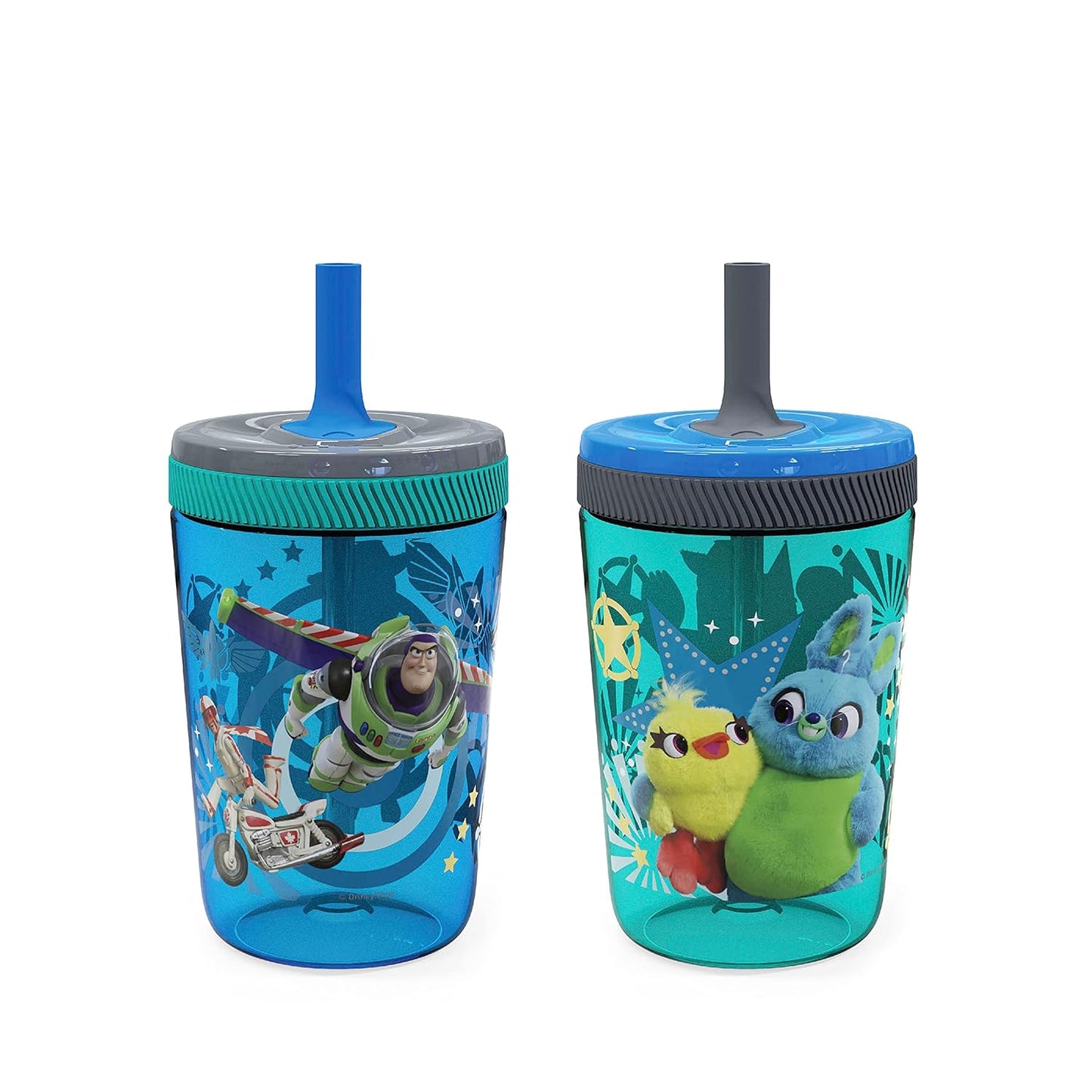 Zak Designs 15oz Bluey Kelso Tumbler Set, Leak-Proof Screw-On Lid with Straw Made of Durable Plastic and Silicone, Perfect Bundle for Kids, 2 Count (Pack of 1) - Colors B