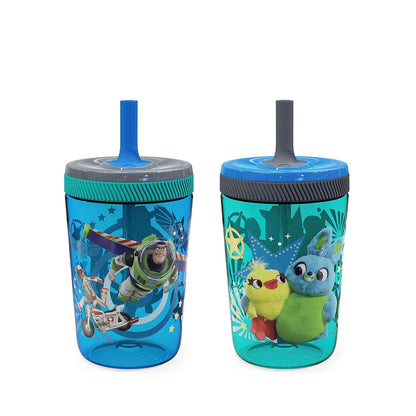 Zak Designs 15oz Bluey Kelso Tumbler Set, Leak-Proof Screw-On Lid with Straw Made of Durable Plastic and Silicone, Perfect Bundle for Kids, 2 Count (Pack of 1) - Colors B