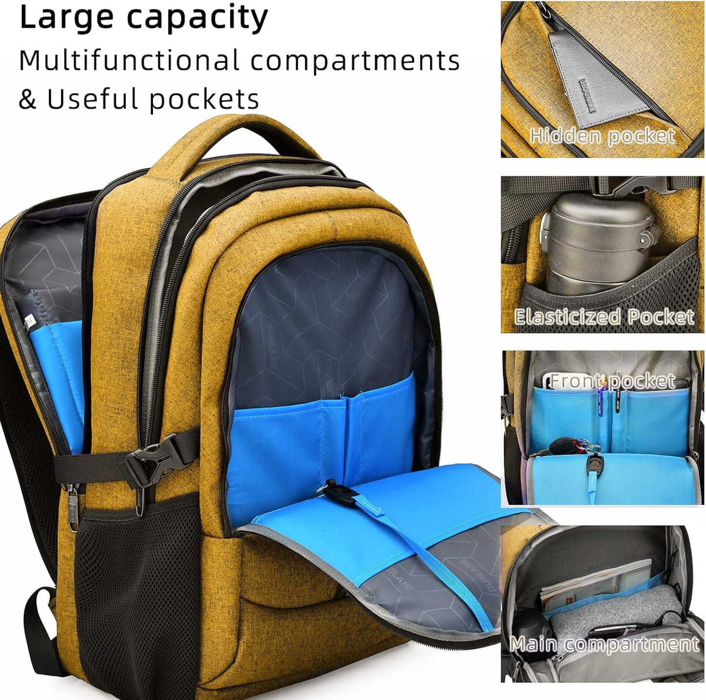 DUSLANG 17 Inch Laptop Backpack for Travel Water Resistant College Backpack for Men/Women Laptop Bag with USB Charging Port,Black - Colors B