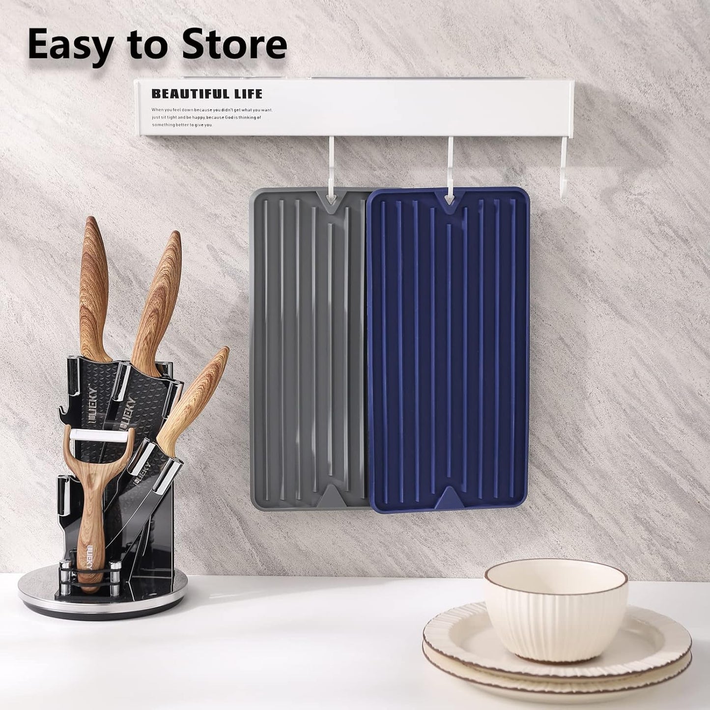 Dish Drying Mat, Mini Silicone Drying Mat for Kitchen Counter, Heat Resistant Silicone Mat for Countertop Protector, Super Thick Non-Slip Dish Drying Pad for Coffee Cup/Bottle/Glassware