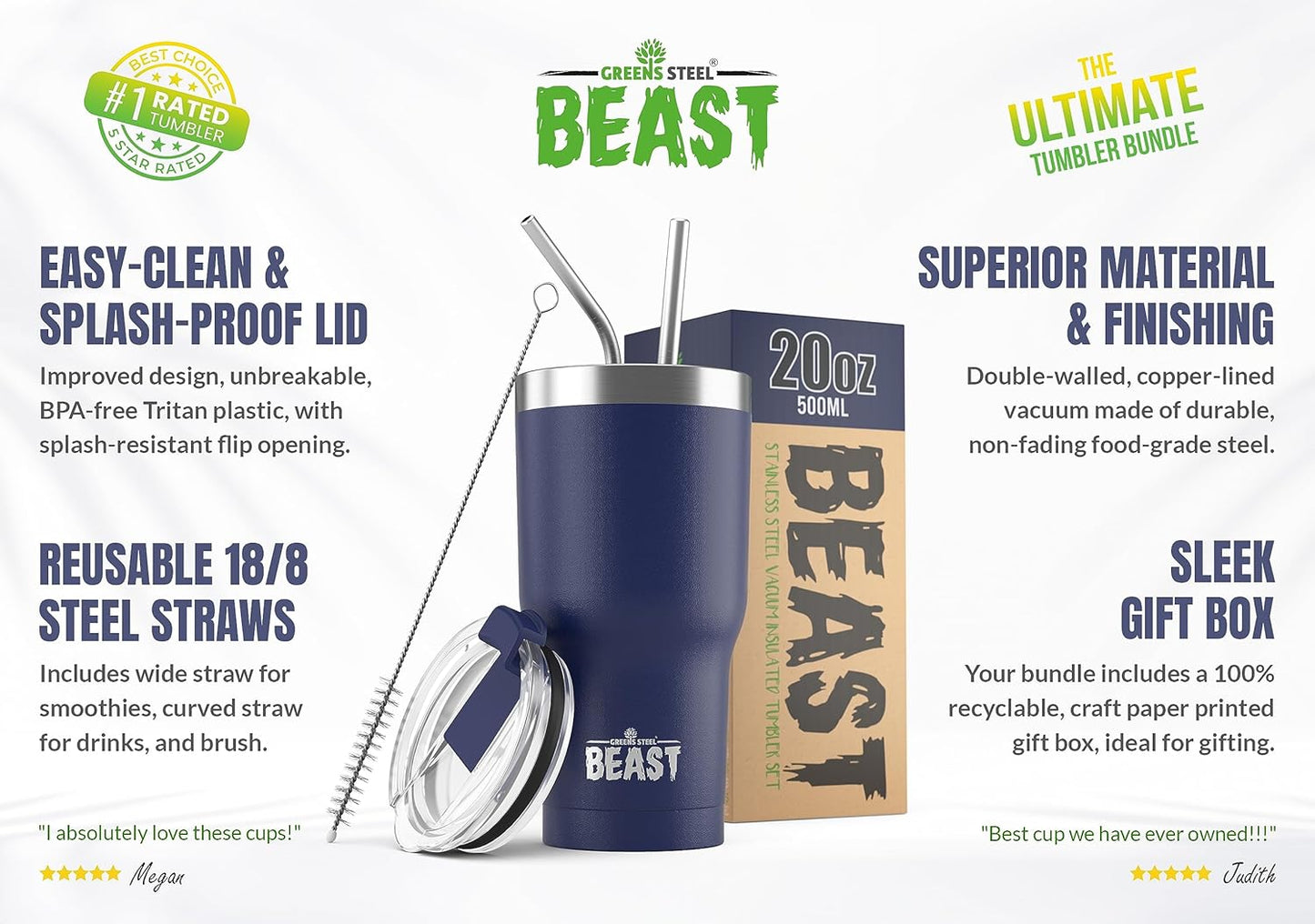 Beast 10 oz Tumbler Stainless Steel Vacuum Insulated Coffee Ice Cup Double Wall Travel Flask (Arctic White)