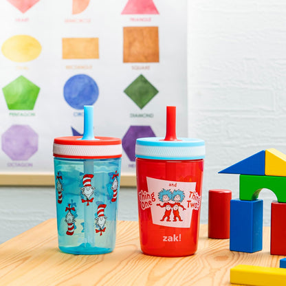 Zak Designs 15oz Bluey Kelso Tumbler Set, Leak-Proof Screw-On Lid with Straw Made of Durable Plastic and Silicone, Perfect Bundle for Kids, 2 Count (Pack of 1) - Colors B