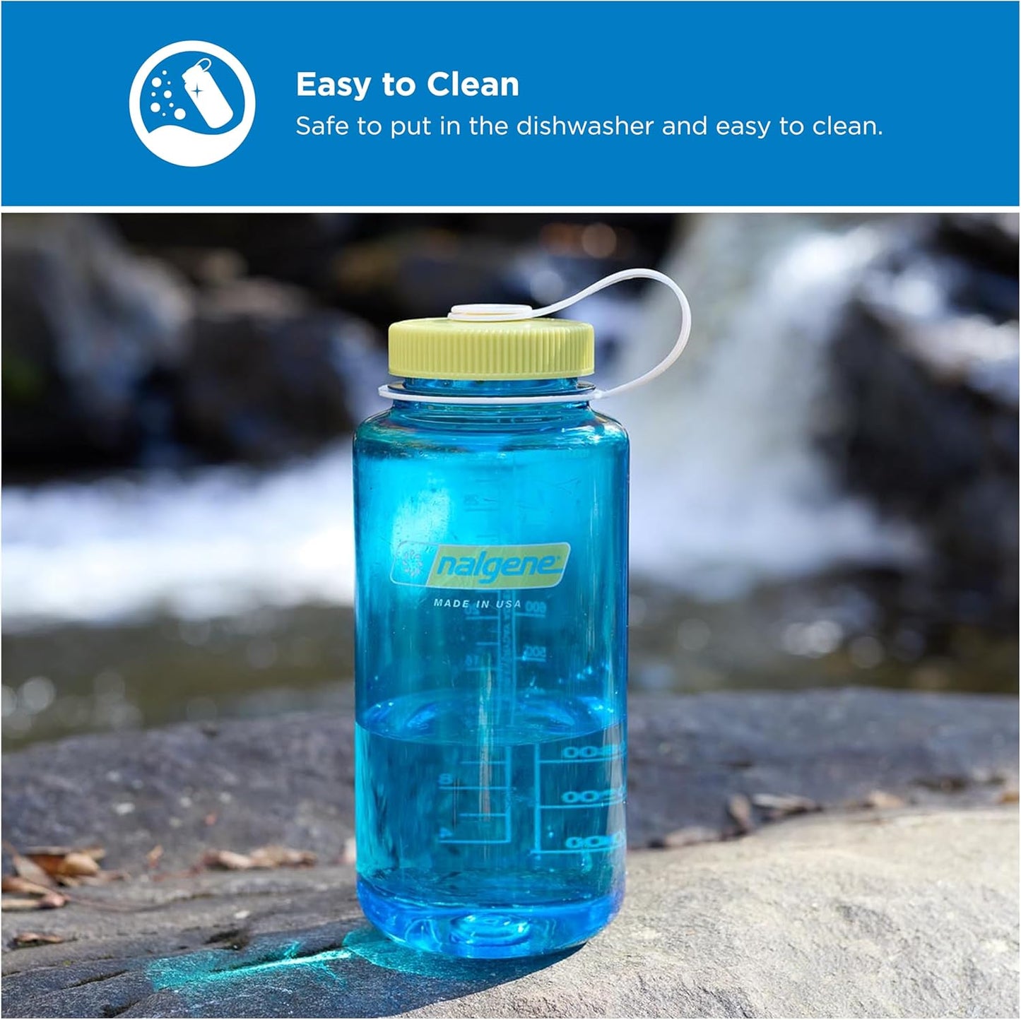 Nalgene 32 oz Wide Mouth Water Bottle | BPA-Free, Durable & Leak Proof, Lightweight Bottle for Hiking & Gym, Work & Travel