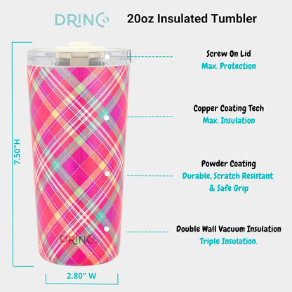Drinco - 20 oz Stainless Steel Tumbler | Double Walled Vacuum Insulated Mug With Lid, 2 Straws, For Hot & Cold Drinks (20oz Dragonfly)