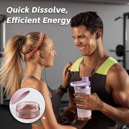 PROCHAIN Insulated Stainless Steel Shaker Bottle, Metal Shaker Cup for Protein Shakes with Storage, Leak-Proof Twist Lock Lid, Perfect for Gym Sports, 20 oz